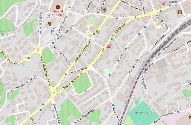Carte du quartier de la Rue d’Orzival 22 à Sierre, emplacement de Fémina Coiffure